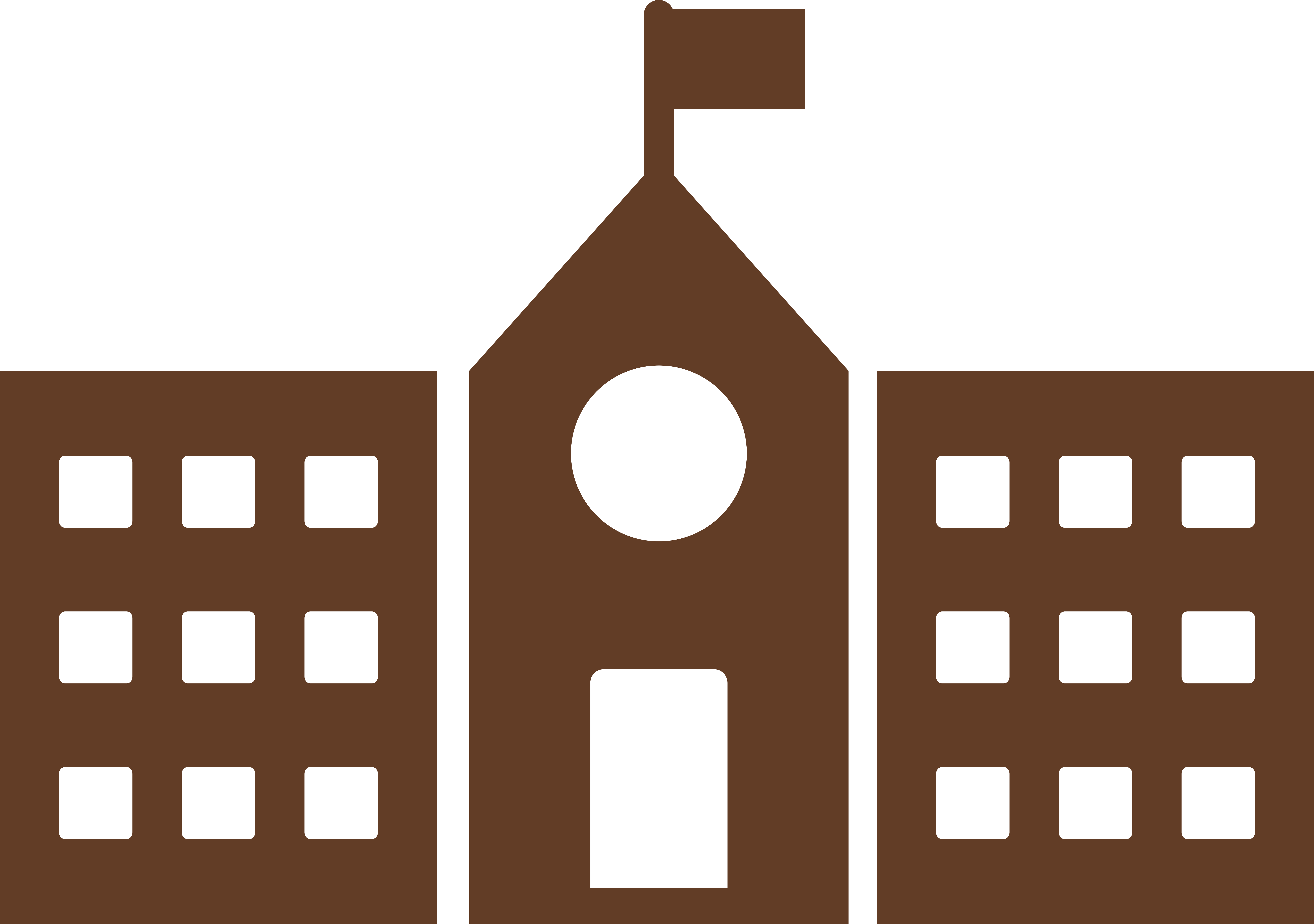 a drawn brown school house