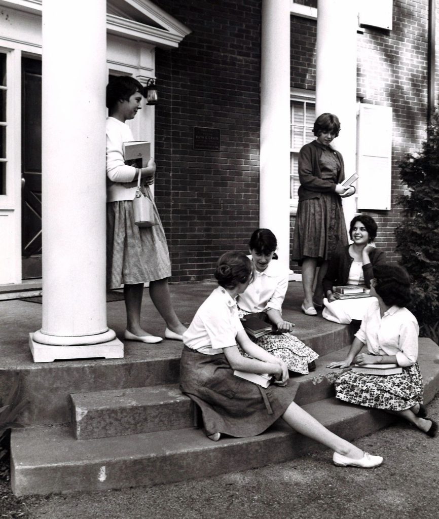 Copy of School Life Scene, Girls outside of Craig Dormitory, 1950s-Early 1960s