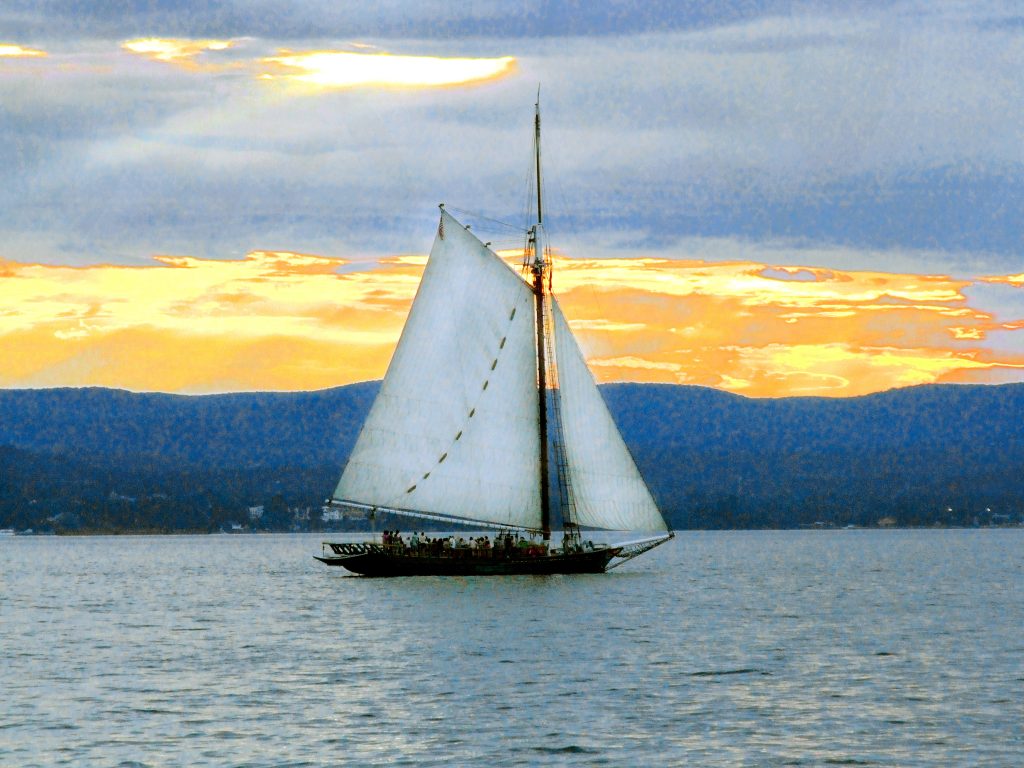Clearwater sloop on sunset